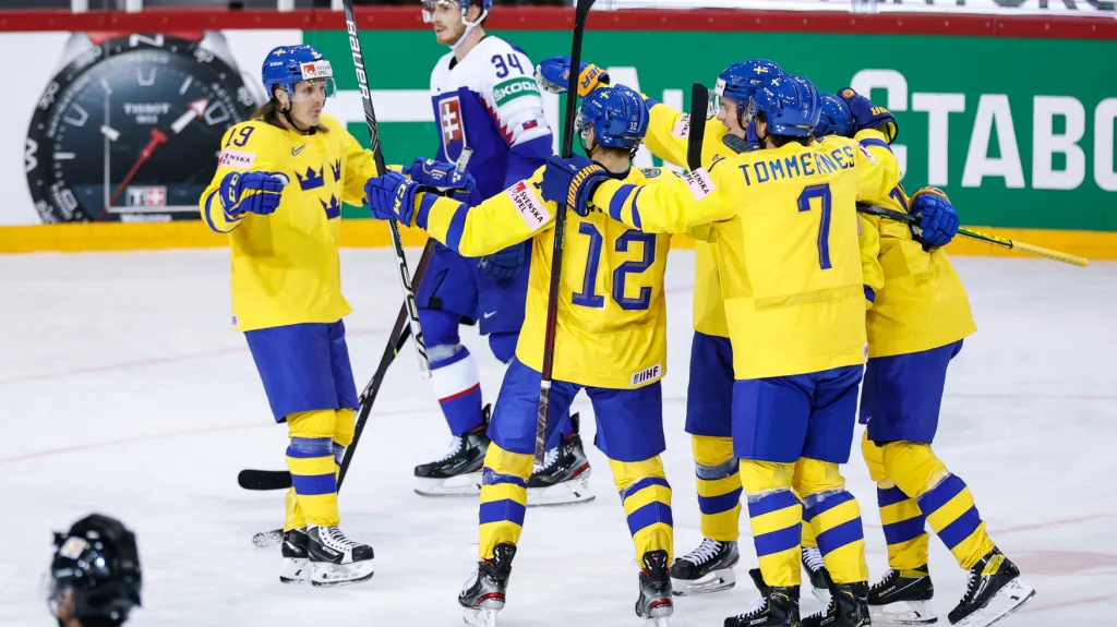 Švédové slaví branku proti Slovensku