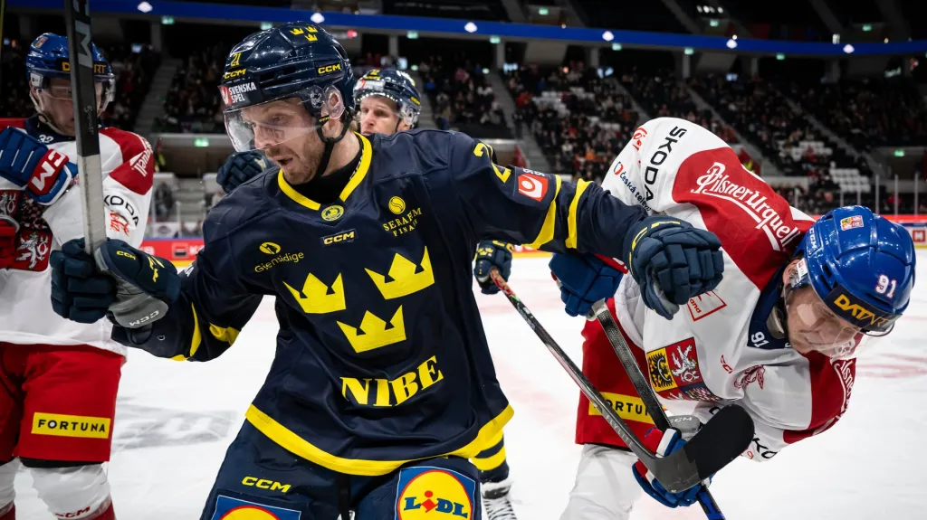 Švédský útočník Christoffer Ehn vyhrál souboj s Matyášem Kantnerem