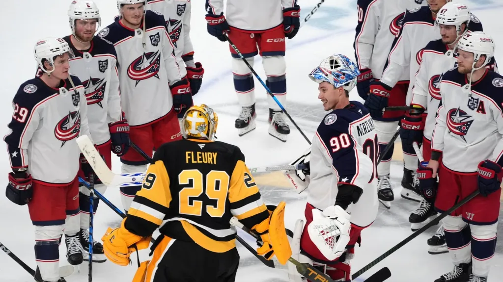 Marc-Andre Fleury v přípravném zápase proti Columbusu