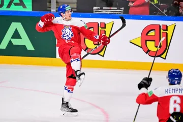 Dominik Kubalík slaví branku na MS