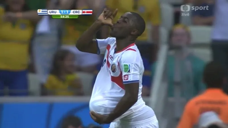 Gól v utkání Uruguay - Kostarika: Campbell - 1:1 (54. min.)