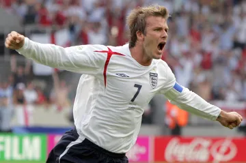 David Beckham se raduje z gólu na MS 2006