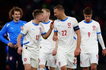 Tomáš Souček se spoluhráči po zápase s Albánií