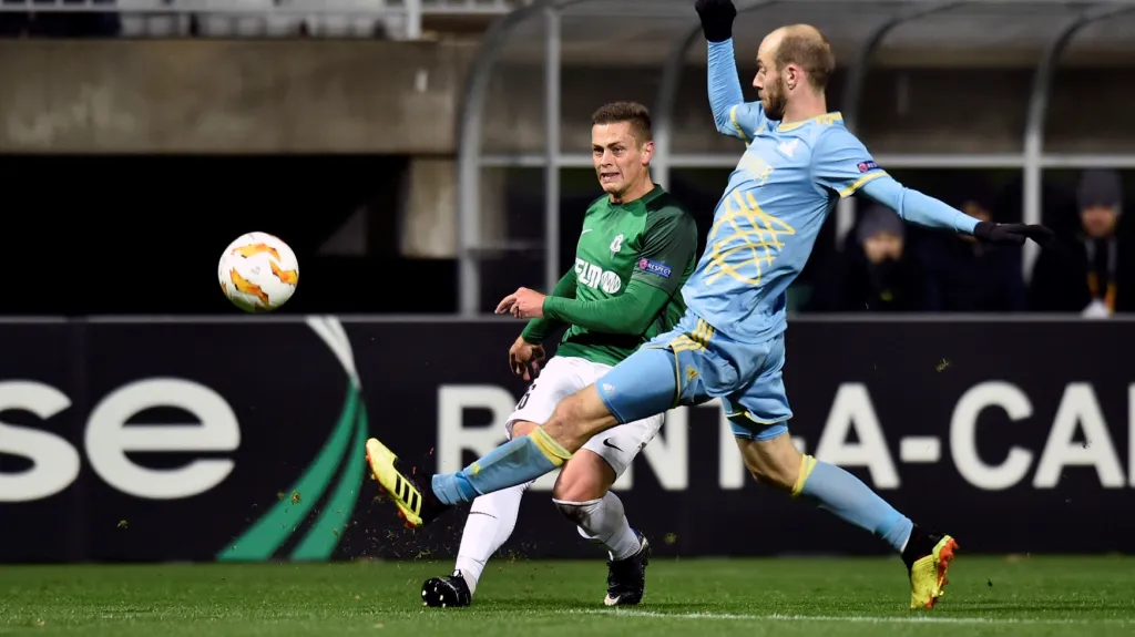 Tomáš Holeš z Jablonce v utkání Evropské ligy s Astanou