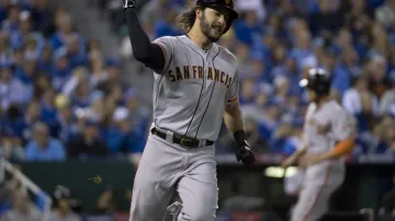 Slavící pálkař San Franciska Giants Michael Morse