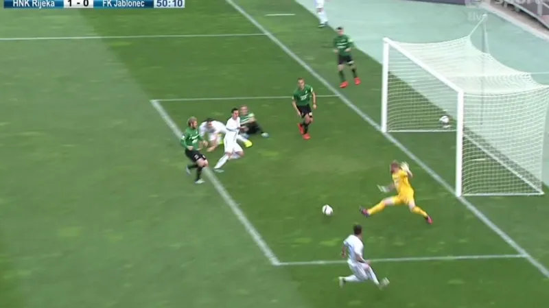 Gól v utkání HNK Rijeka - FK Jablonec: Gavranovič - 1:0 (51. min.)