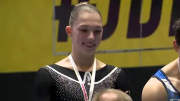 Brněnská gymnastka se představila v replice trikotu Věry Čáslavské