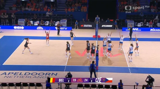 Závěr prvního setu utkání Česko – Belgie