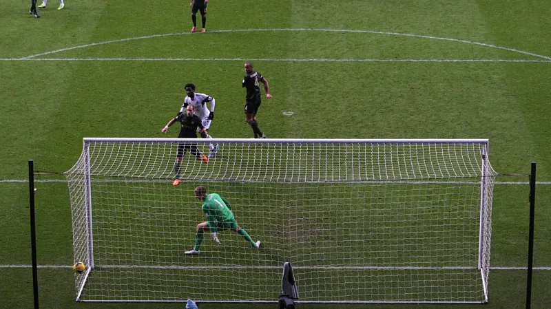 Wilfried Bony střílí gól za Swansea