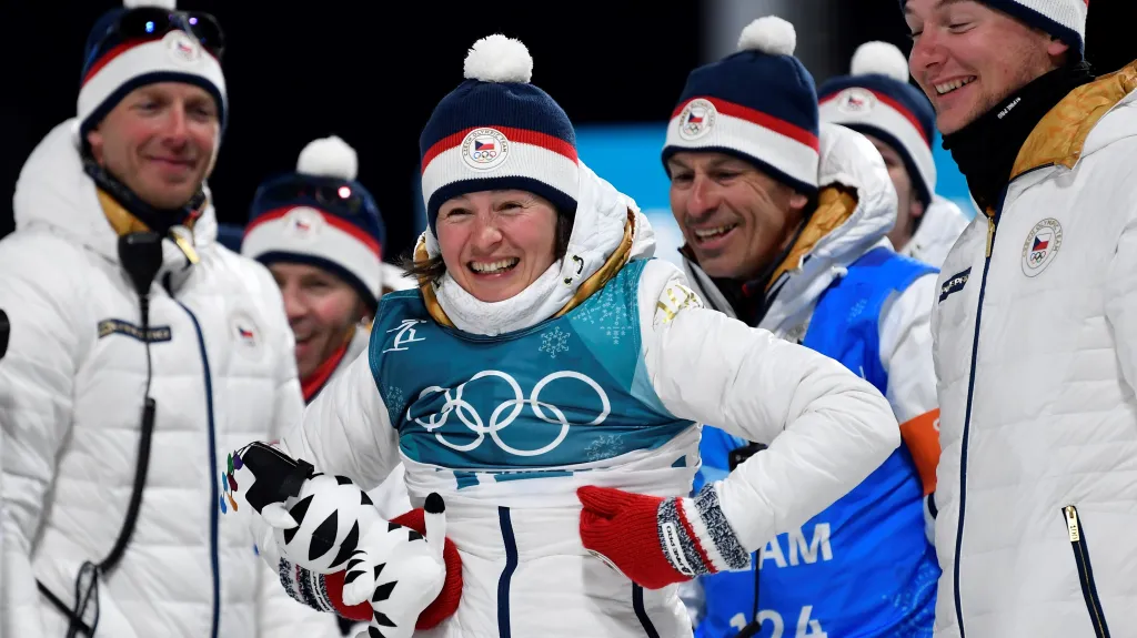 Radost Veroniky Vítkové po zisku bronzu ve sprintu
