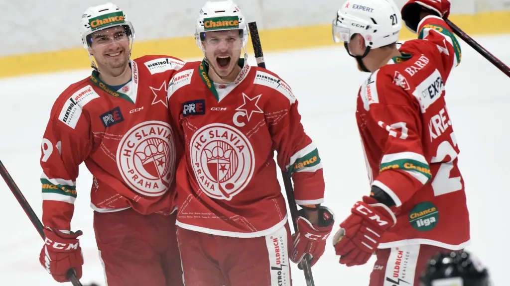 Radost hokejistů Slavie