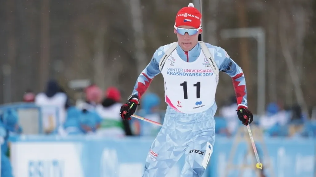 Český biatlonista Adam Václavík na univerziádě v Krasnojarsku