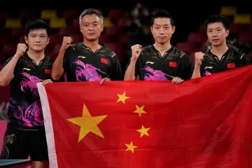 Čínský vítězný tým stolních tenistů