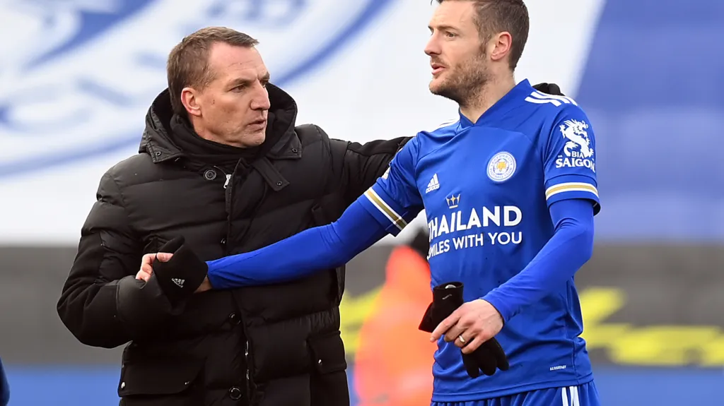 Kouč Leicesteru Brendan Rodgers a Jamie Vardy