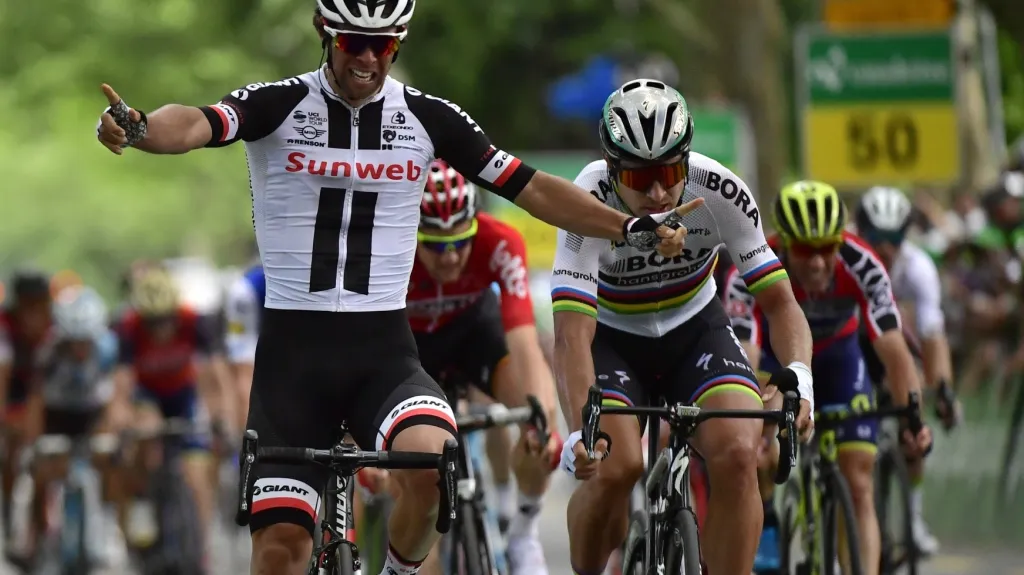 Michael Matthews v cíli 3. etapy Tour de Suisse