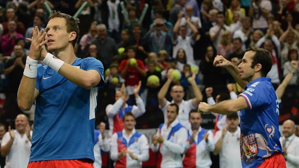 Berdych se Štěpánkem po vítězství nad Španěly