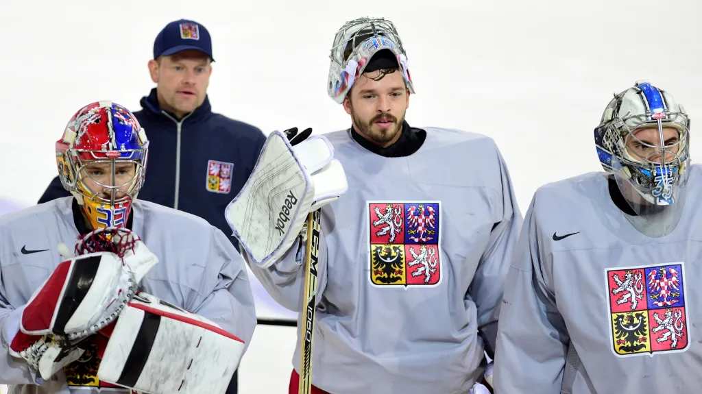 Trenér Petr Jaroš s brankáři