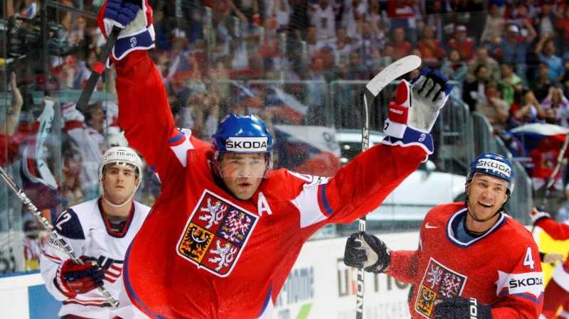 Jaromír Jágr slaví gól v síti USA na MS 2011
