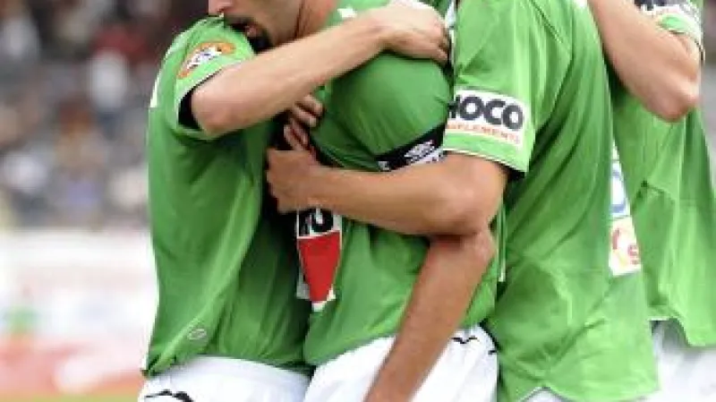 Radost jabloneckých hráčů z gólu