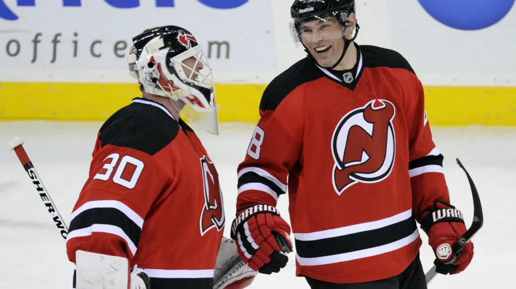Jaromír Jágr a Martin Brodeur slaví výhru New Jersey