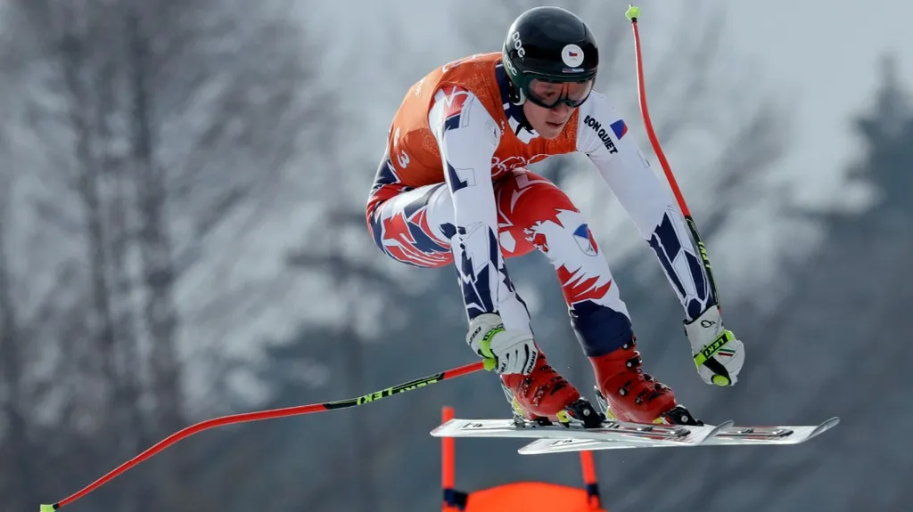 Jan Zabystřan v tréninku na sjezd