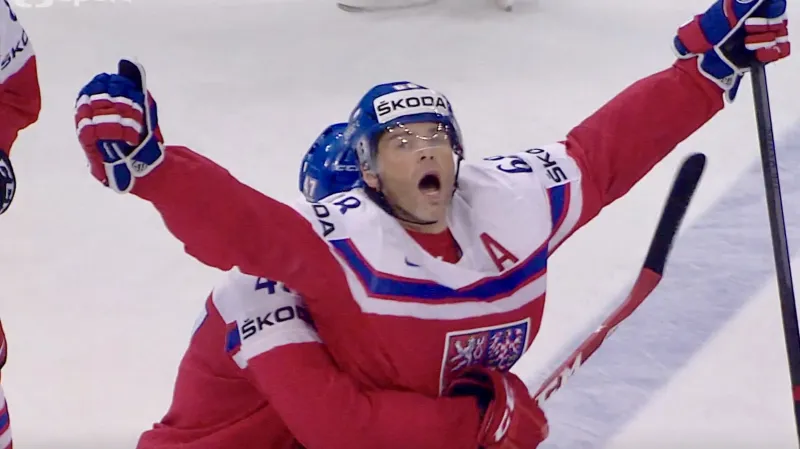 Jaromír Jágr slaví poslední gól v reprezentaci na MS v Praze v roce 2015