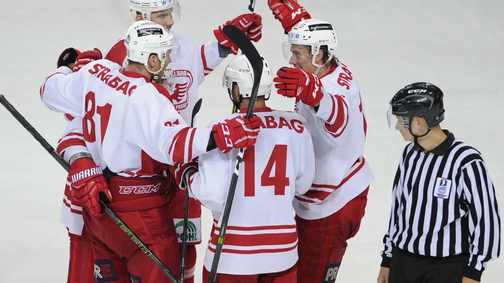 Radost hokejistů Slavie