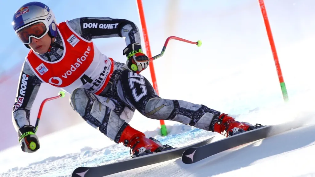 Ester Ledecká ve sjezdu v Cortině d'Ampezzo