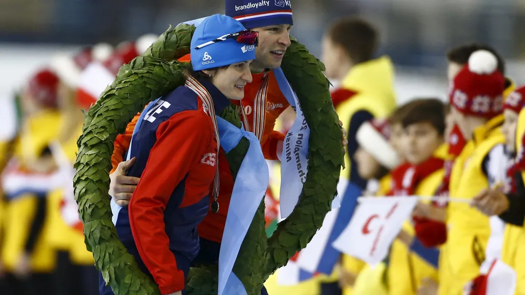 Evropští šampioni Martina Sáblíková a Sven Kramer