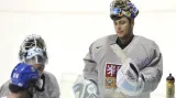 Ondřej Pavelec při tréninku
