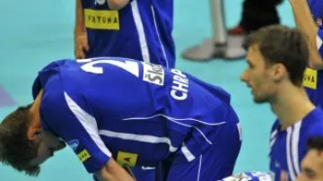 Čeští florbalisté po prohraném utkání