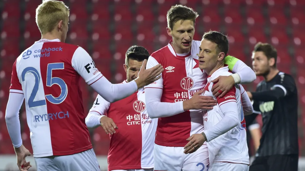 Radost fotbalistů Slavie