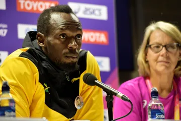 Usain Bolt na tiskové konferenci