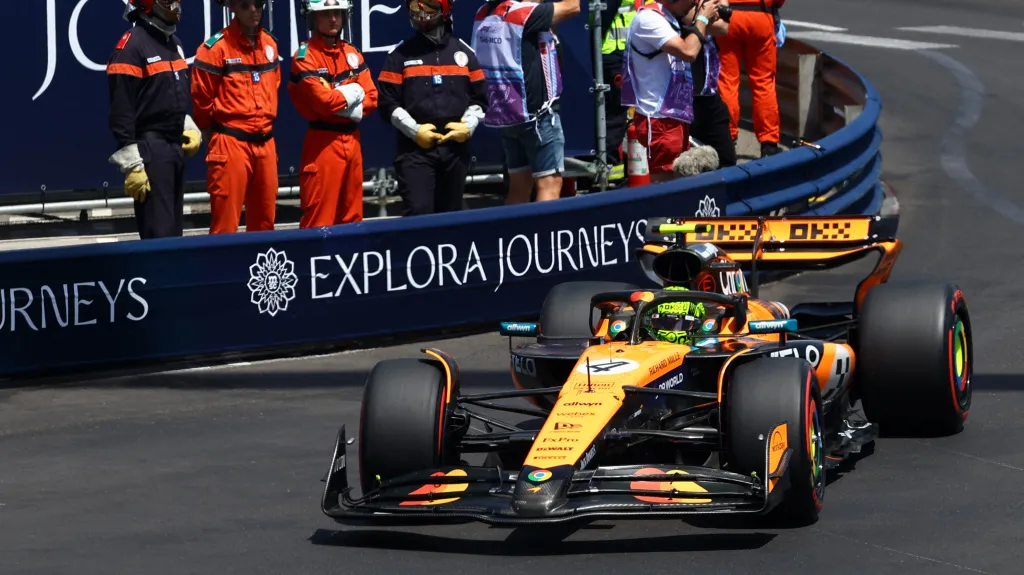 Lando Norris na trati v Monaku