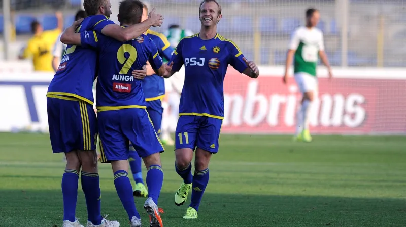 Radost jihlavských hráčů z vítězné branky