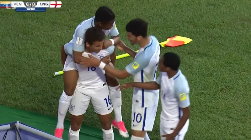 Gól v utkání Venezuela 20 - Anglie 20: Calvert-Lewin - 0:1 (35. min.)