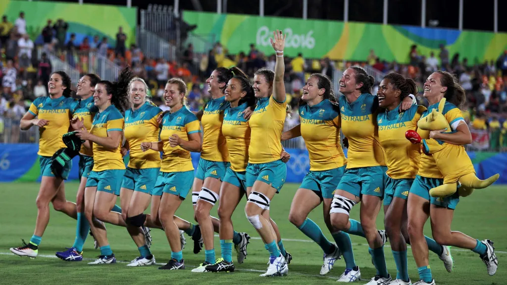 Australské oslavy zisku zlaté medaile v ragby