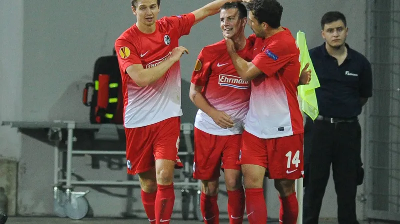 Radující se hráči Freiburgu