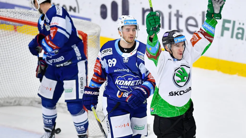 Mladoboleslavský David Šťastný slaví trefu proti Brnu