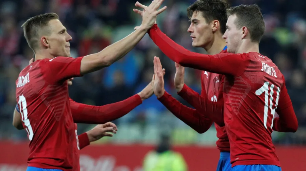 Bořek Dočkal, Patrik Schick a Jakub Jankto 