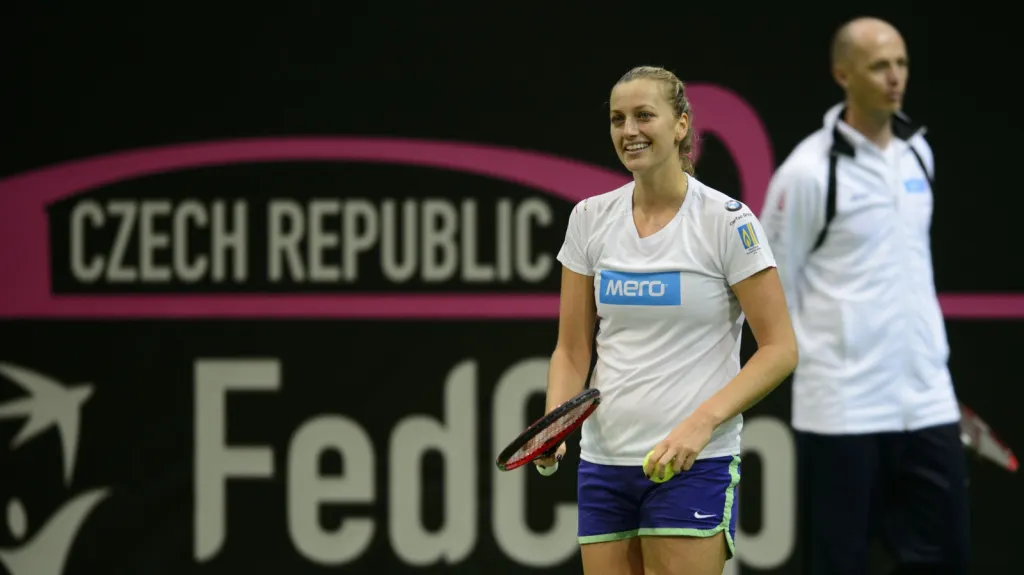 Petra Kvitová a Petr Pála během tréninku