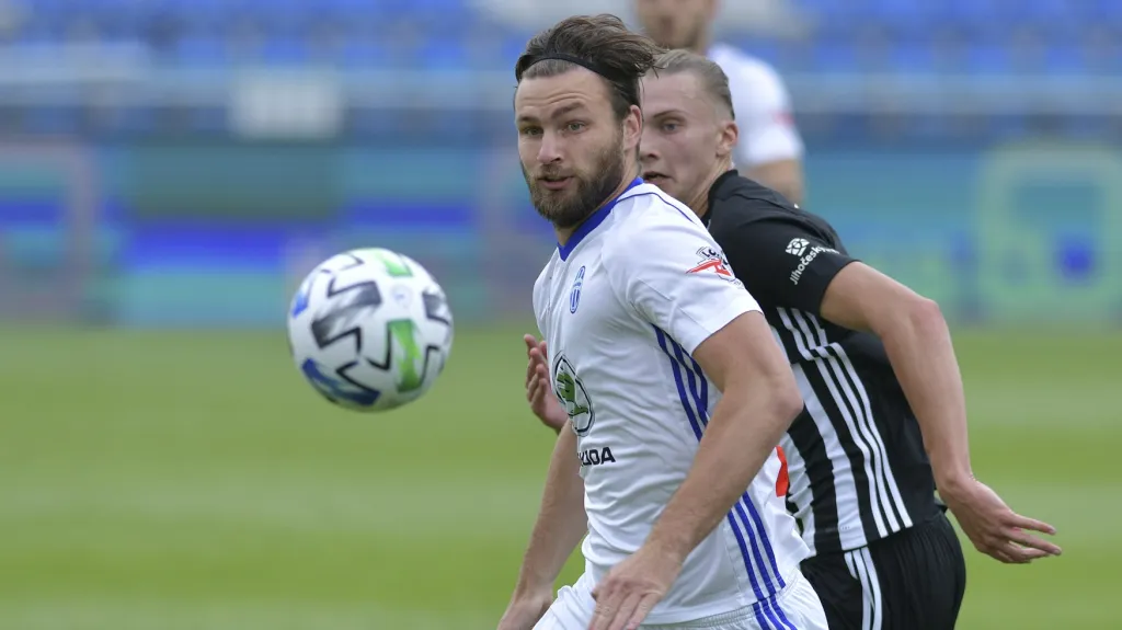 Boleslavský Tomáš Wágner v utkání s Českými Budějovicemi