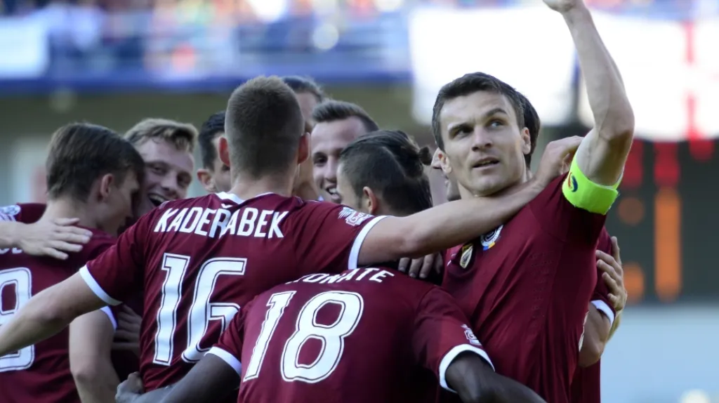 Radost hráčů Sparty v utkání s Jihlavou