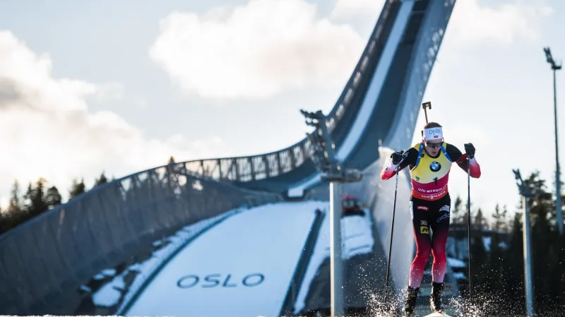 Nor Johannes Thingnes Bö během závodu v Oslu
