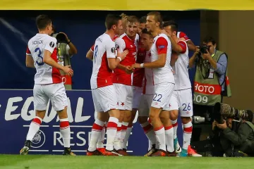 Radost fotbalistů Slavie