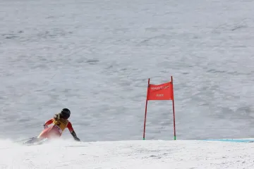 Camille Rastová během obřího slalomu v Aare