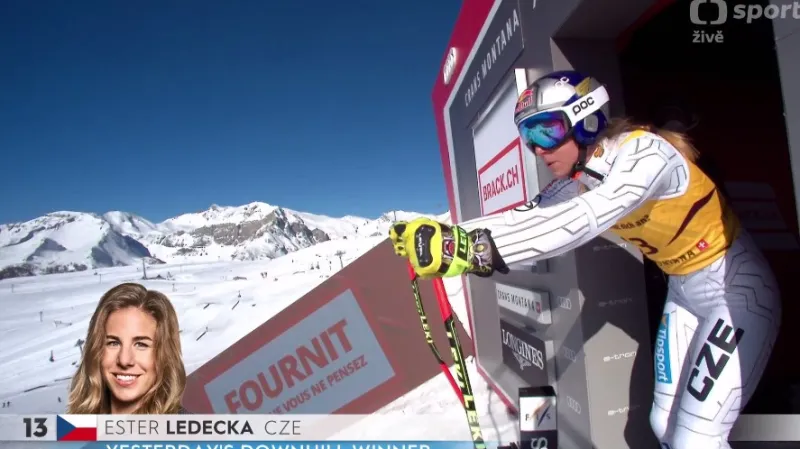 Jízda Ledecké při sjezdu v Crans Montaně