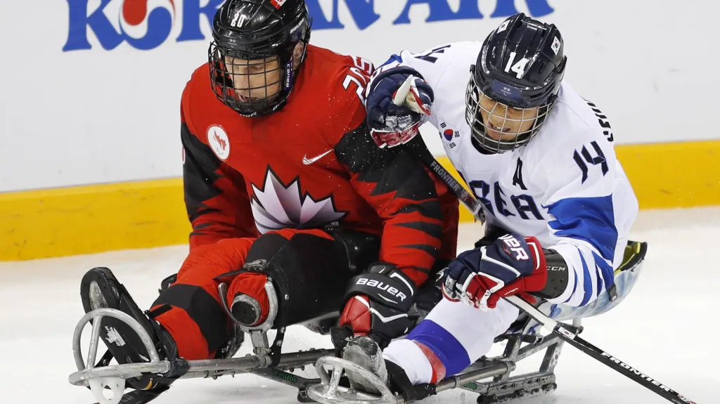 Sledge hokejové utkání Kanada - Korea