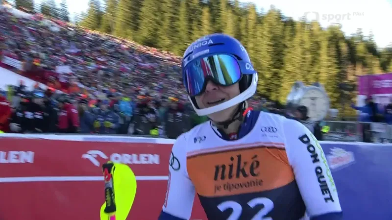 Jízda Martiny Dubovské v 2. kole slalomu v Jasné