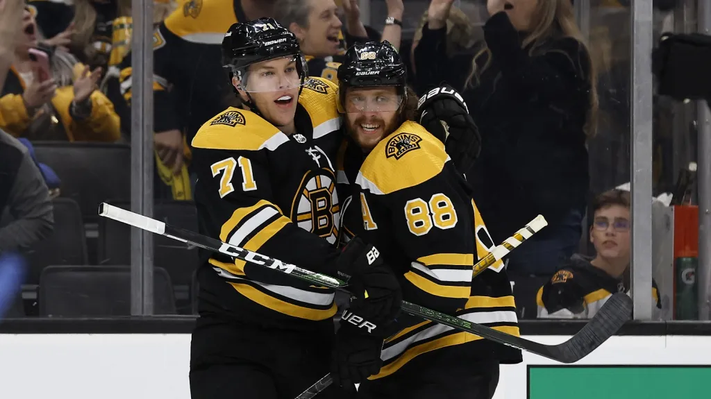 David Pastrňák se raduje z gólu